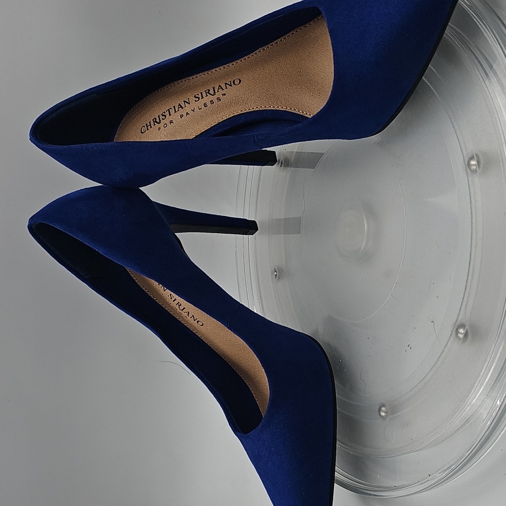K Christian Siriano Blue Suede Heels Sz 5 - Picture 9 of 13
